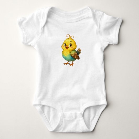 Cute Little Yellow Chick Baby Bodysuit (Voorkant)
