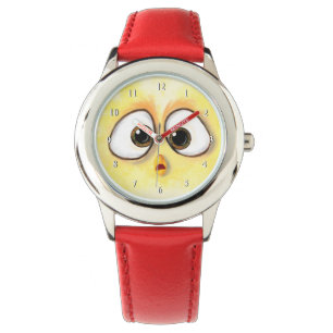 Cute Little Yellow Chicken Surprisprisged Big Eyes Horloge