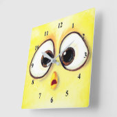 Cute Little Yellow Chicken Surprisprisged Big Eyes Vierkante Klok (Hoek)