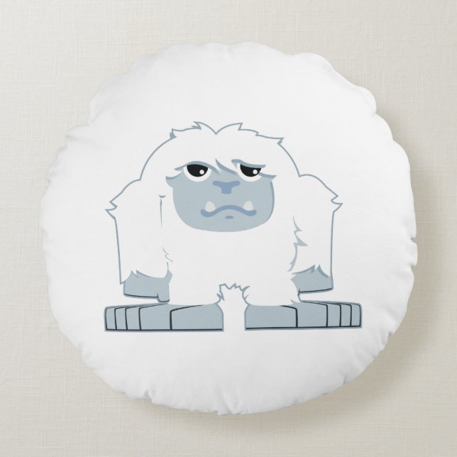 Cute Little Yeti Rond Kussen (Voorkant)