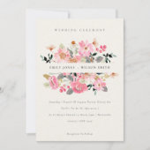 Cute Lively Pink Waterverf Floral Wedding Invite Bedankkaart (Voorkant)