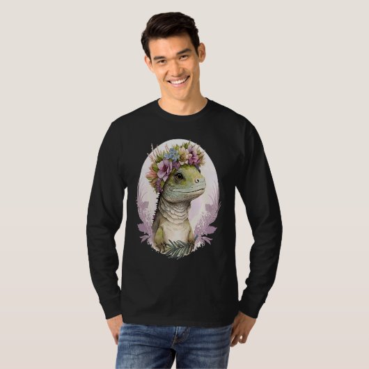 Cute Lizard Flower Crown Lizard T-shirt (Voorkant volledig)