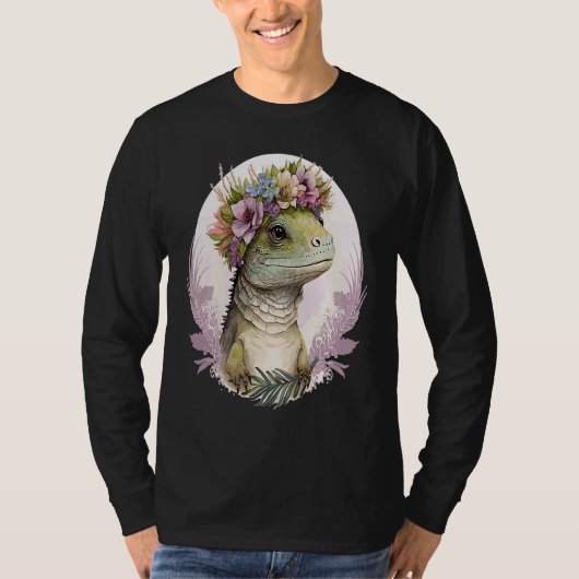 Cute Lizard Flower Crown Lizard T-shirt (Voorkant)