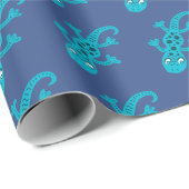 Cute Lizard Gecko Blue Kind Cadeaupapier (Rol Hoek)