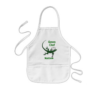 Cute Lizard Green Chef Custom Child's Apron Kinder Schort