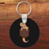 Cute Lizard Reptile Leopard Gecko Pocket Funny Men Sleutelhanger (Voorkant)