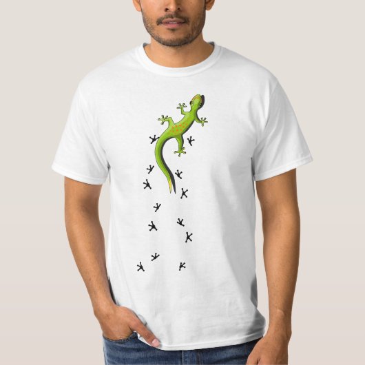 Cute Lizard Reptile With Tracks Climbing Gecko T-shirt (Voorkant)