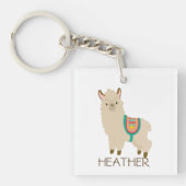 Cute Llama Aangepaste naam Aangepaste Sleutelhange Sleutelhanger (voorkant)