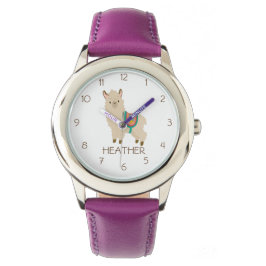 Cute Llama Aangepaste naam Persoonlijk volgen Horloge