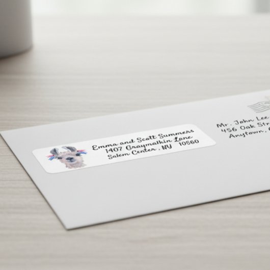 Cute Llama Alpaca Animal Adresetiketten Etiket