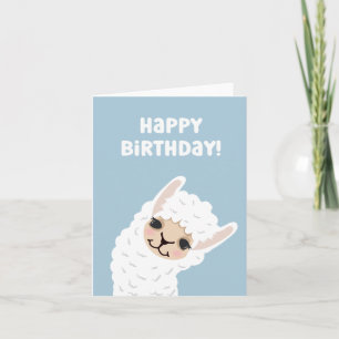 Cute Llama/Alpaca Blue Birthday Kaart