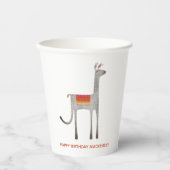 Cute Llama Alpaca Custom Name Birthday Party Papieren Bekers (Voorkant)
