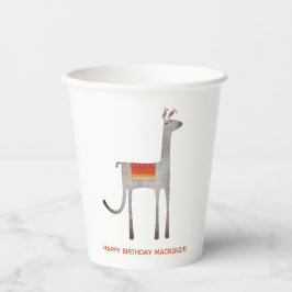 Cute Llama Alpaca Custom Name Birthday Party Papieren Bekers