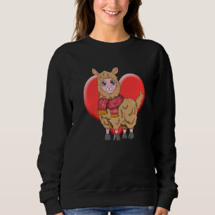 Cute Llama Alpaca Heart Women Animal Herd Wol Trui