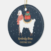 Cute Llama Alpaca Kerstmis Snowy Winter Holiday Keramisch Ornament (Links)