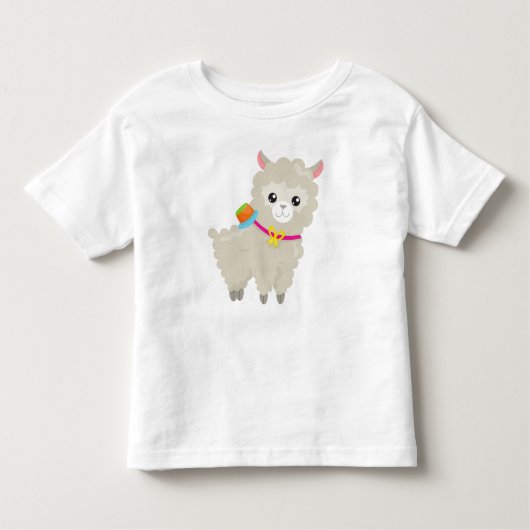 Cute Llama, Alpaca, Little Llama, Llama met Pet Kinder Shirts (Voorkant)