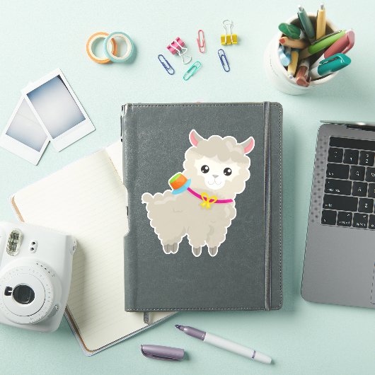 Cute Llama, Alpaca, Little Llama, Llama met Pet Sticker (iPad Cover)