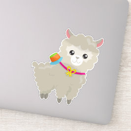 Cute Llama, Alpaca, Little Llama, Llama met Pet Sticker