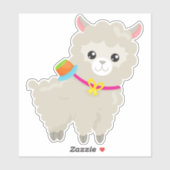 Cute Llama, Alpaca, Little Llama, Llama met Pet Sticker (Vel)