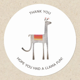 Cute Llama Alpaca Party Hartelijk dank Ronde Sticker
