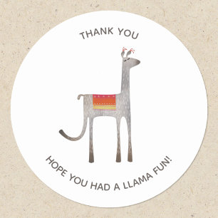 Cute Llama Alpaca Party Hartelijk dank Ronde Sticker