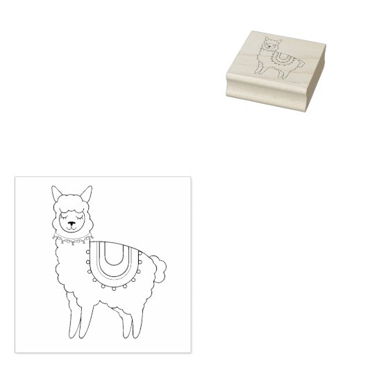 Cute Llama/Alpaca Rubberstempel (Gestempeld)