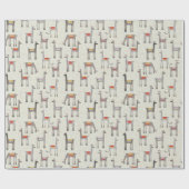 Cute Llama Alpaca Wrapping Paper Cadeaupapier (Vlak)