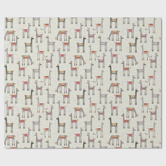 Cute Llama Alpaca Wrapping Paper Cadeaupapier (Vlak)