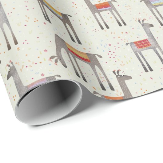 Cute Llama Alpaca Wrapping Paper Cadeaupapier (Rol Hoek)