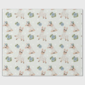 Cute llama animal alpaca bloemen cadeaupapier (Vlak)