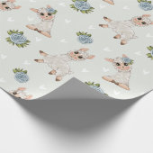 Cute llama animal alpaca bloemen cadeaupapier (Hoek)