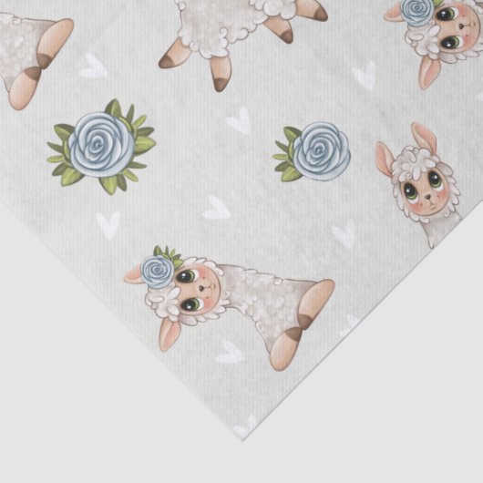 Cute llama animal alpaca bloemen Weefpapier Tissuepapier (Detail)