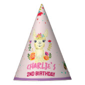 Cute Llama Animal Birthday Party Colorful Mexican Feesthoedjes (Voorkant)