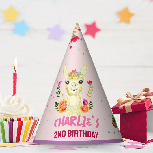 Cute Llama Animal Birthday Party Colorful Mexican Feesthoedjes