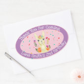 Cute Llama Animal Birthday Party Colorful Mexican Ovale Sticker (Envelop)