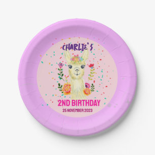 Cute Llama Animal Birthday Party Colorful Mexican Papieren Bordje