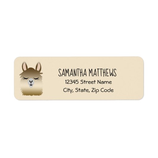 Cute Llama Animal Return Label (Voorkant)