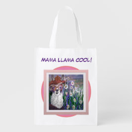 .Cute Llama Art met bril. en kunst Boodschappentas