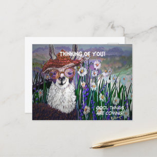 .Cute Llama Art met bril. en kunst Briefkaart