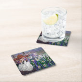 .Cute Llama Art met bril. en kunst Kartonnen Onderzetters (Insitu)