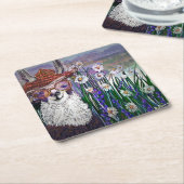 .Cute Llama Art met bril. en kunst Kartonnen Onderzetters (Schuin)