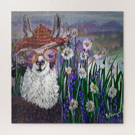 .Cute Llama Art met bril. en kunst Legpuzzel