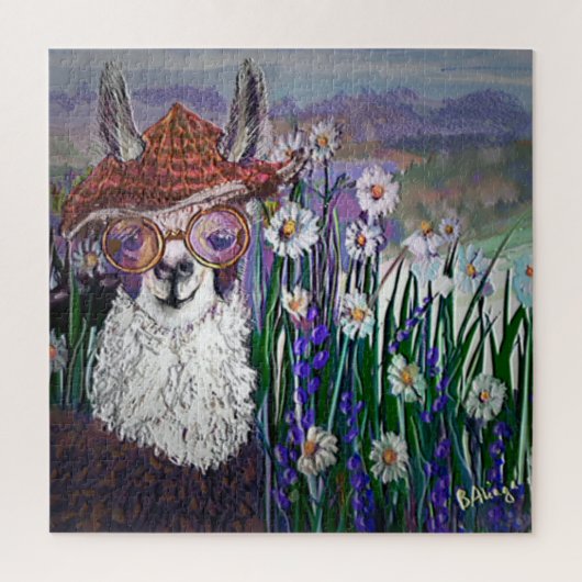 .Cute Llama Art met bril. en kunst Legpuzzel (Verticaal)
