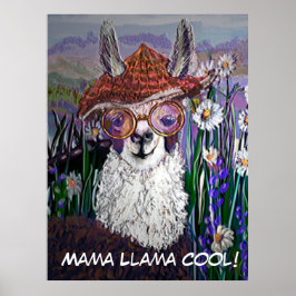 .Cute Llama Art met bril. en kunst Poster