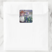 .Cute Llama Art met bril. en kunst Vierkante Sticker (Tas)