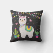 Cute Llama Baby Girl Fiesta Alpaca Nursery Kussen (Achterkant)