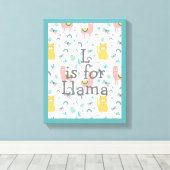 Cute Llama Baby Nursery Decor Canvas Afdruk (Insitu (Houten vloer))