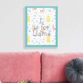 Cute Llama Baby Nursery Decor Canvas Afdruk (Insitu (Woonkamer))