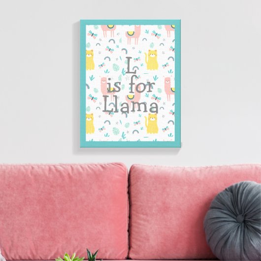 Cute Llama Baby Nursery Decor Canvas Afdruk (Insitu (Woonkamer))
