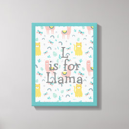 Cute Llama Baby Nursery Decor Canvas Afdruk